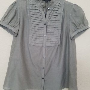 3/$25 BANANA REPUBLIC Ruffle Gray Buttoned Blouse